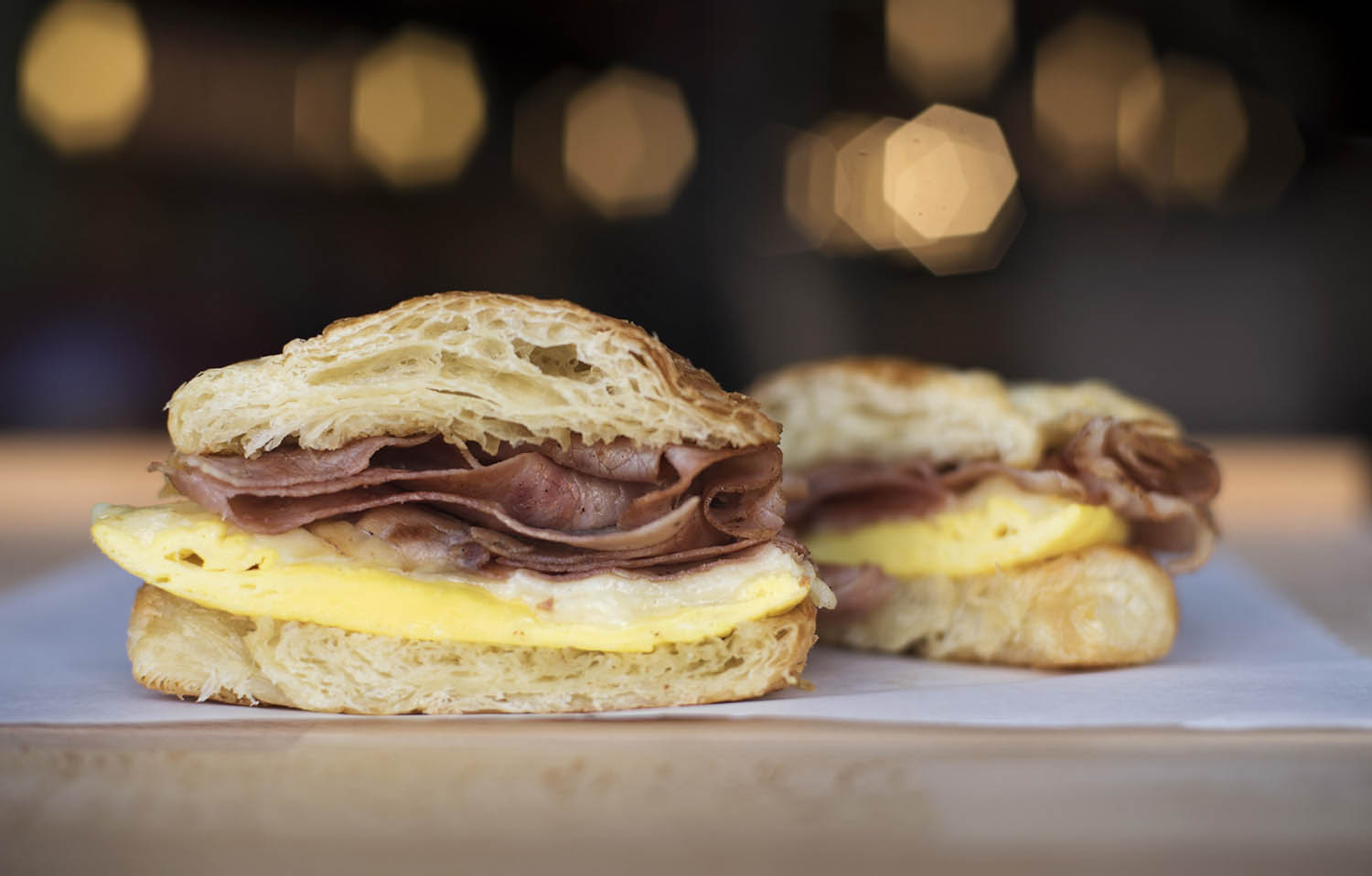 A Croissantwich, one breakfast option at Apostrophe Cafe at Proctors. Photo taken Monday, April 9, 2018.