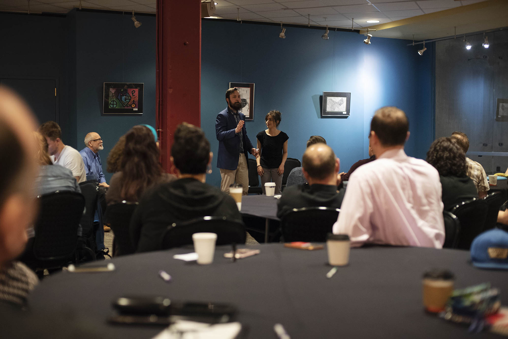 Conference goers meet in the Fenimore Gallery during TM3, Theatre Manager Third National Conference, at Proctors in Schenectady Thursday, May 3, 2018.